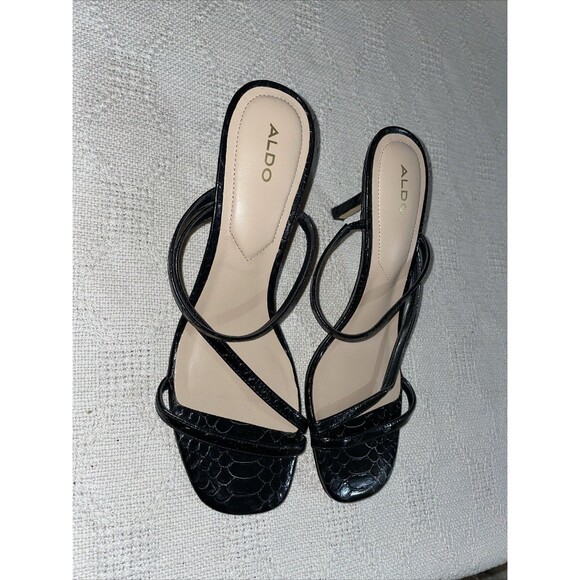 Aldo Women’s Strappy Dress Shoes Size 8 M Black Going Out Party Fun - Picture 4 of 12